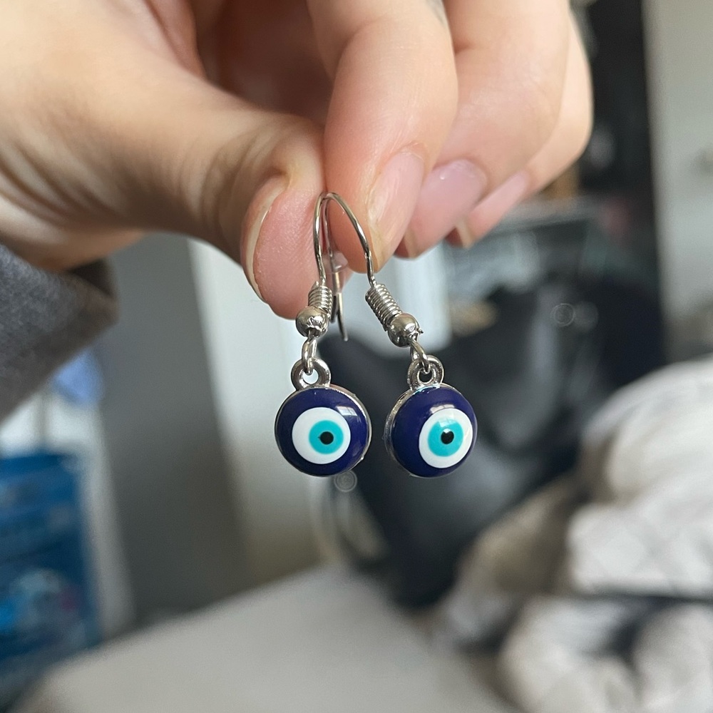 Handmade evil eye earrings